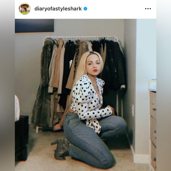 Gigot Sleeve Polka Dot Wrap Top - Picture 1 of 3